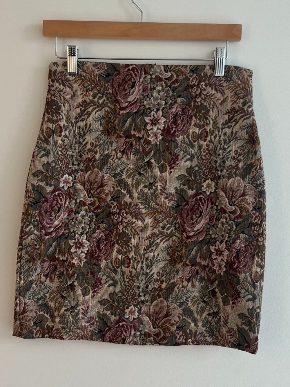 Vintage Express Tapestry Floral Mini Skirt 90s Cottagecore Made Italy Sz L RARE‎